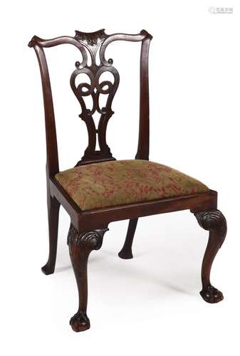 A GEORGE II CARVED MAHOGANY SIDECHAIR