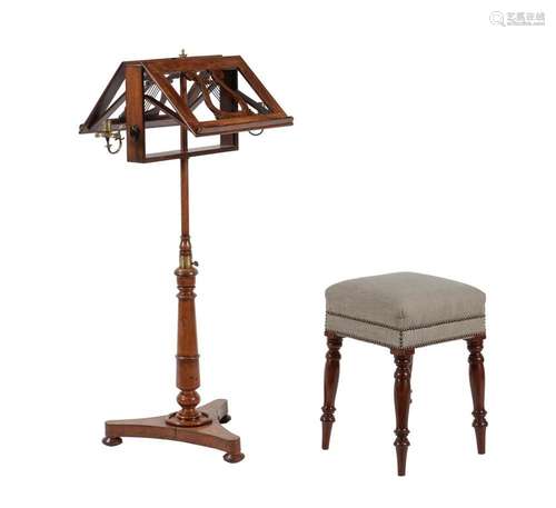 A GEORGE IV MAHOGANY DUET MUSIC STAND