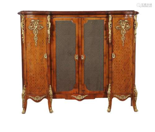 A FRENCH WALNUT AND GILT BRONZE MOUNTED SIDE CABINET
