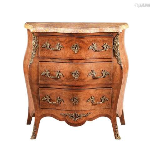 A FRENCH WALNUT AND GILT METAL MOUNTED COMMODE IN LOUIS XVI ...