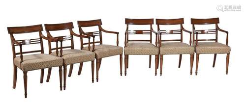 A SET OF SIX REGENCY MAHOGANY ARMCHAIRS