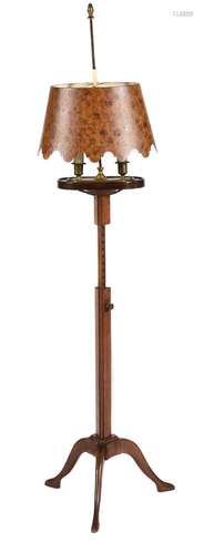 A MAHOGANY ADJUSTABLE STANDARD LAMP