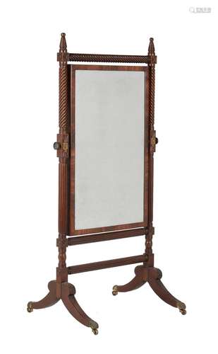 A GEORGE IV MAHOGANY CHEVAL MIRROR