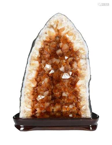 A QUARTZ 'CATHEDRAL' CITRINE GEODE TIP