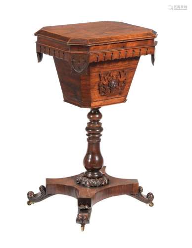 Y AN EARLY VICTORIAN ROSEWOOD WORK TABLE