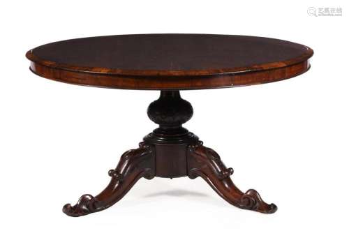 Y A VICTORIAN ROSEWOOD TOPPED CENTRE TABLE