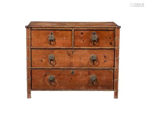 A VICTORIAN PINE CHEST OF DRAWERS