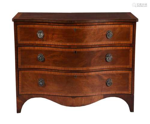 Y A MAHOGANY, EBONY, AND SATINWOOD BANDED CHEST OF DRAWERS