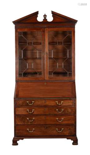 A GEORGE III MAHOGANY BUREAU BOOKCASE