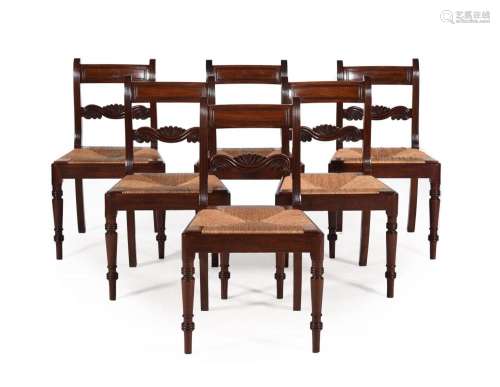 A SET OF SIX GEORGE IV MAHOGANY DINING CHAIRS
