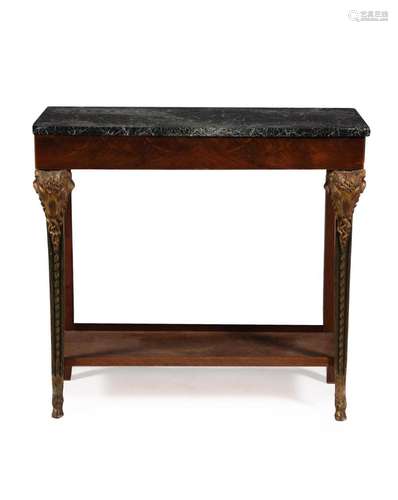 A MAHOGANY, PARCEL GILT, AND PAINTED CONSOLE OR SIDE TABLE