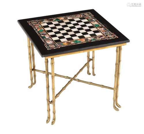 A PIETRA DURA CHESS TABLE