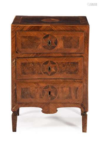 Y AN ITALIAN WALNUT AND SPECIMEN PARQUETRY INLAID PETIT COMM...