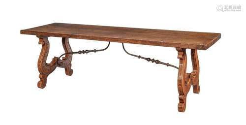 A LARGE OAK REFECTORY TABLE