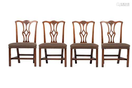 A SET OF FOUR GEORGE III MAHOGANY SIDE CHAIRS