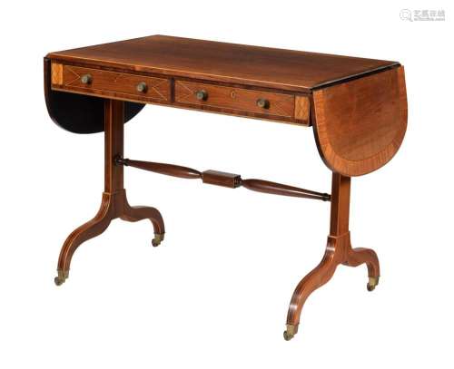 Y A REGENCY ROSEWOOD AND SATINWOOD SOFA TABLE