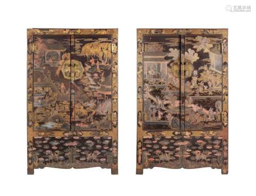 A PAIR OF CHINESE LACQUERED CABINETS