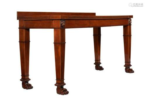 A MAHOGANY AND INLAID SERVING TABLE IN GEORGE III STYLE