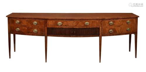 A GEORGE III MAHOGANY, CROSSBANDED, AND INLAID SIDEBOARD