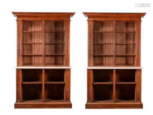 A PAIR OF OAK OPEN BOOKCASES