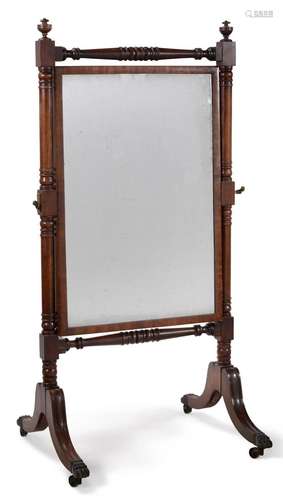 A REGENCY MAHOGANY CHEVAL MIRROR, CIRCA 1820