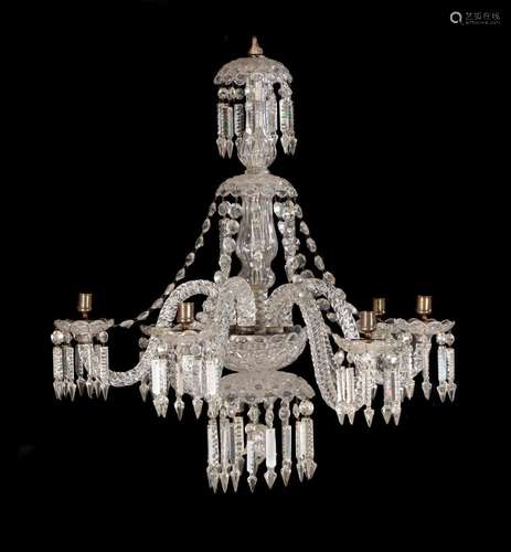 A CONTINENTAL CUT GLASS CHANDELIER