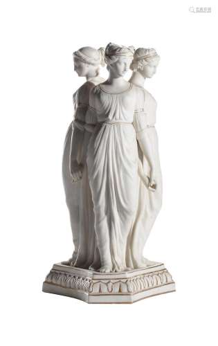 A COPELAND PARIAN AND GILT MODEL OF THE THREE GRACES