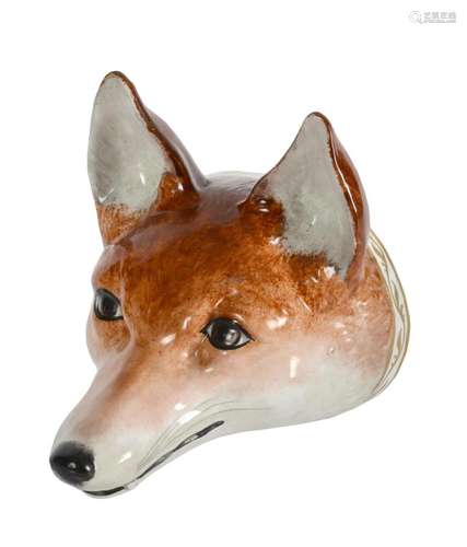 A DERBY (KING STREET FACTORY) PORCELAIN FOX MASK STIRRUP WIT...