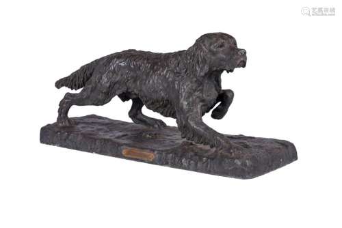 A FRENCH SPELTER MODEL OF AN ENGLISH SETTER (LAVERACK), AFTE...