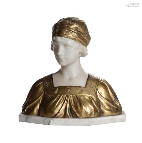 P BALESTRA, A GILT BRONZE AND MARBLE BUST OF A LADY