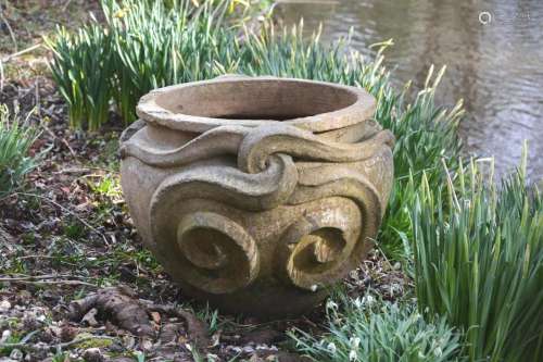 AN ARTS AND CRAFTS COBRA OR SNAKE GARDEN POT, ATTRIBUTED TO ...