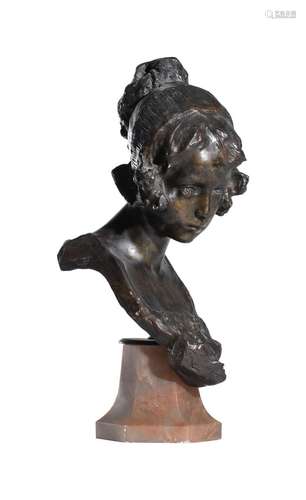 EDOARDO RUBINO (1874-1951), A BRONZE BUST OF A GIRL