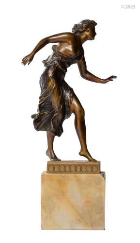 GEORGES MORIN, A LACQUERED BRONZE FIGURE OF 'THE HOOP DA...