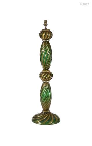 A MODERN VENETIAN GREEN GLASS AND AVENTURINE INCLUDED STANDA...