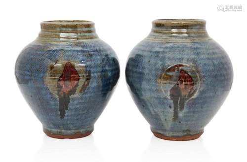 WILLIAM PLUMPTRE (BRITISH B.1959), A PAIR OF STONEWARE VASES...