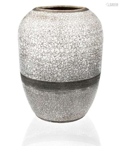 A STUDIO POTTERY RAKU VASE, LATE 20TH CENTURY, NUMBERED '...