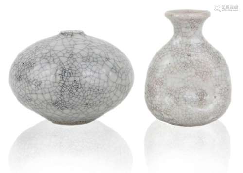 OTTO AND VIVIKA HEINO (AMERICAN), TWO RAKU VASES, C.1990, EA...