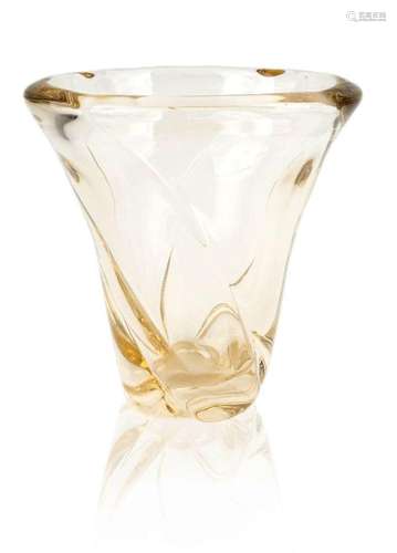 A LARGE MURANO GLASS VASE, C.1950, OF TAPERED AND TWISTED FO...