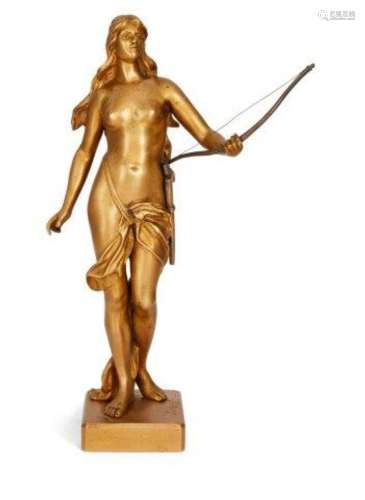 KOLZOFF, A GILT BRONZE FIGURE OF DIANA, C.1900, SIGNED IN TH...