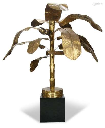 AN ITALIAN BRASS PALM TREE SCULPTURE, C.1970, MODELLED AS A ...