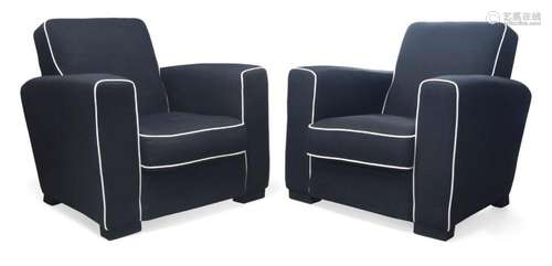 A PAIR OF ART DECO CLUB ARMCHAIRS, POSSIBLY BY JACQUES ADNET...