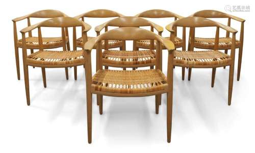 HANS WEGNER (DANISH 1914-2007), A SET OF EIGHT MODEL 'PP...