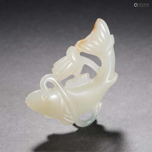 A Carved White Jade Decoration