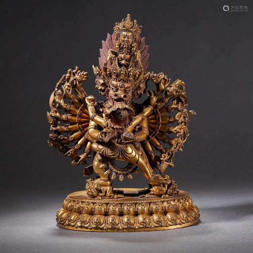 A Tibetan Bronze-gilt Yamantaka