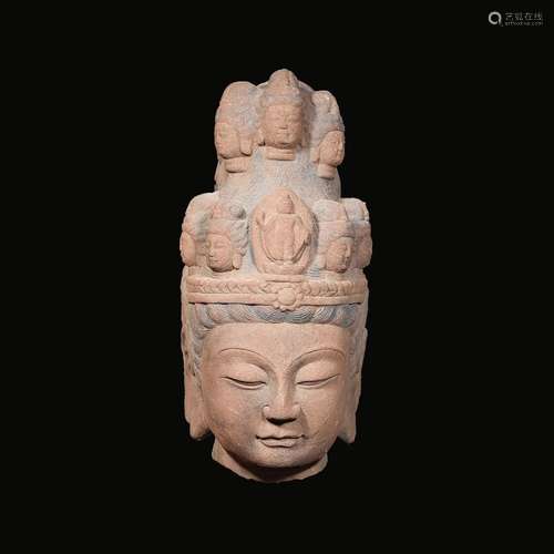 A Chinese Carved Stone Bodhisattva Head