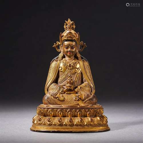 A Tibetan Bronze-gilt Padmasambhava