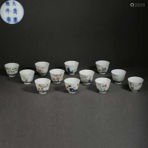 A Collection of Famille Verte Months Cups