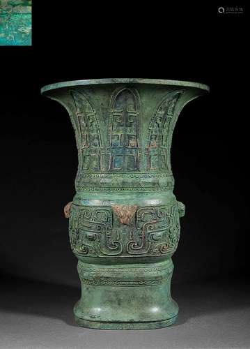 A Chinese Bronze Wine Vessel Zun