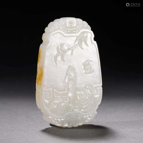 A Chinese Carved White Jade Plaque