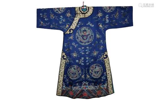 A Chinese Blue Ground Lady Robe